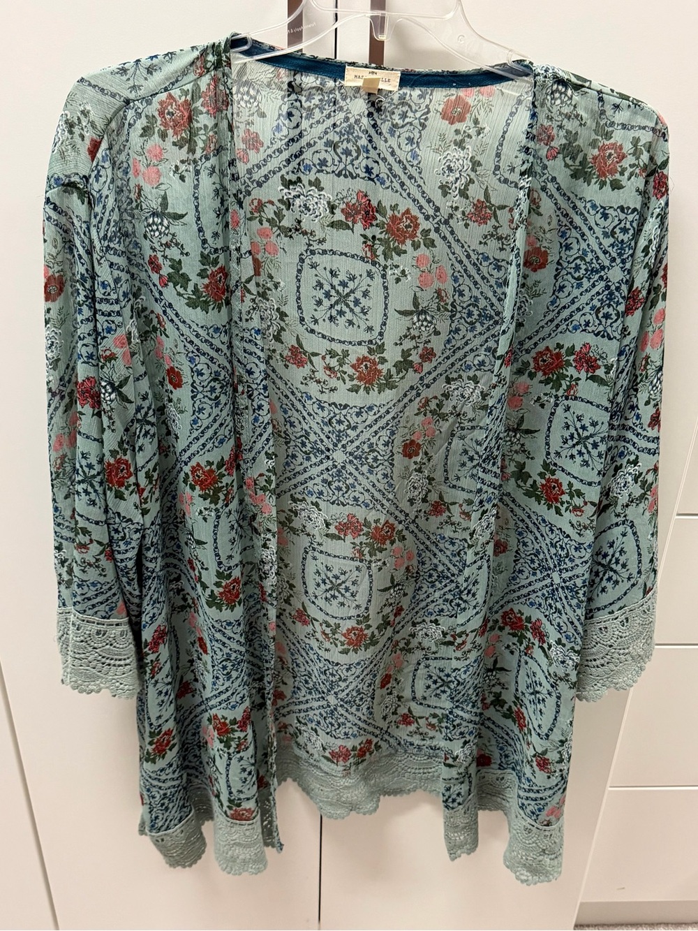 Mason & Belle, Floral Mint Green Lightweight Kimono Cardigan, 3X